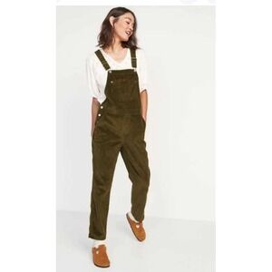Old Navy‎ corduroy slouchy straight workwear overalls Women 12 Arboretum